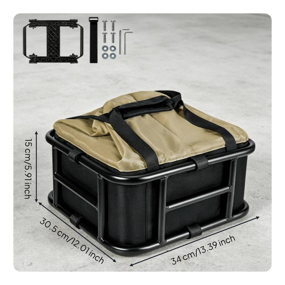 Quick Release Cycle Basket Easy Installation Rear Bike Basket Large Capacity Detachable Bike Cargo Carrier for Cyclists
