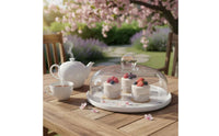 Ceramic Cake Plate with Glass Dome High Temperature Fired Cake Stand with Dome Cover Glass Food Cloche Nordic Design Servingware