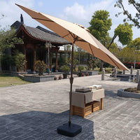 Push-Button Tilt Crank Lift Patio Umbrella Heavy Duty Tilting Garden Umbrella Vented Canopy for Deck, Backyard, Poolside