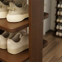 Space-Saving Design Multi-Tier Shoe Shelf Solid Wood Vertical Shoe Rack Wear-Resistant Household Storage Easy to Clean for Entryway, Small Areas, Closet