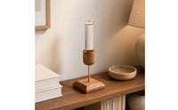 Desktop Glass Test Tube Vase Vertical Design Wood and Glass Vase Compact Size Home Decor