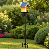 Minimalist Tall Black Birdhouse Pole Stand, Heavy Duty Metal with 5-Prong Base, Adjustable for Garden Backyard Outdoor