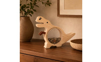 Wooden Dinosaur Piggy Bank Round Front Window Dinosaur Piggy Bank Cute for Desktop Display