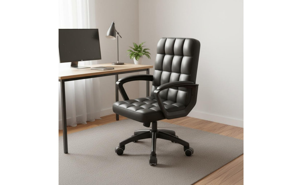 Breathable Material Ergonomic Study Chair High-Resilience Foam Padded Leatherette Office Chair Compact Footprint for Students