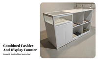 Light Luxury Design Clothing Shop Reception Desk Minimalist Design Boutique Currency Ier Counter Integrated Unit Glass Top Display Cabinet Multi-Functional for Shopkeepers, Business Owners, Receptionists, Boutiques, Checkout Area, Showrooms, Hotel Lobby