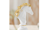 Horse Chess Piece Figurine Gold-Accented Horse Chess Piece Statue Resin Sculpture for Collectors