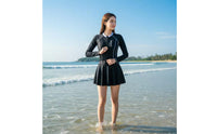 Long Sleeve Aquatic Dress Slimming Design Long Sleeve Single Piece Swimsuit Skirted Protective Swimwear Quick-Drying Full