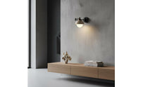 Natural Stone Shade Adjustable Swing Arm Wall Lamp Space Saving Swing Arm Wall Lamp Vintage Century Design LED Reading Sconce Easy to Install for Bedroom, Living Room