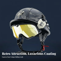 Vintage Open Face Helmet 3C Certified Retro Helmet Breathable Lining Motorcycle Head Cap for Men, Cruising, Daily Commute