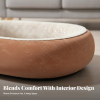 Oval Luxuriously Soft Bed Throughout the Year Use Feline Sleeping Area Thick & Warm Pet Furniture for Small Dog Owners, Indoors, On the Floor