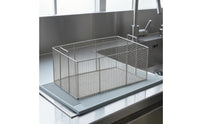 Fine Mesh Stainless Steel Fry Basket Rectangular Deep Fryer Basket Flat Base Kitchen Tool Reinforced Rim