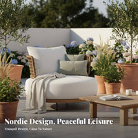 4 Pieces Nordic and aesthetic Woven Lounge Set Weather-Resistant Outdoor Furnishing Thick Cushions Conversation Group configurable Design for Property Developers, Garden lovers, Patio, rearyard, waterfront, Porch