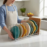 Pizza Pan Rack Multi-Functional Baking Tray Holder Countertop Pan Organizer Space Saving Pot Lid Stand Sturdy Duty