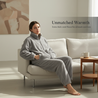 Unisex Plush Fleece Pajama Set for Winter - Thickened Warm Loungewear