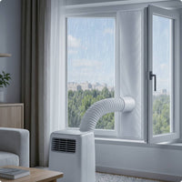 Cloth Window Barrier with Hose Opening Energy-Saving Vent Kit Adjustable Hardware for Sliding Window Openings