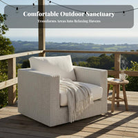 4 Pieces sun-resistant 4-Piece Woven outdoor seating set Weather-Resistant Outdoor Furnishing Modern Design Lounge Seating upholstered paded for Guesthouse Owners, property owners, Garden, Terrace, rearyard, Balcony
