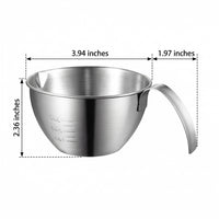 Mixing Bowl and Rice Washer with Handle, 304 Stainless Steel Mesh Rice Strainer, Salad Bowl with Measurement Markings for Adult Meal Prep