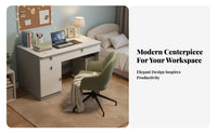 Light Luxury design Single-Drawer Study Desk Modern Design Writing Table Multifunctional Computer Station Minimalist Aesthetic for Students, Adults, Home Workers, Bedroom, Dorm Room