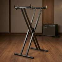 Foldable X-Shaped Frame Keyboard Stand Cross-Braced Adjustable Keyboard Stand Cylindrical Metal Metal Instrument Accessory Padded for Home Studio, Stage