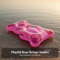 Inflatable Gummy Bear Float With Handles Transparent Bear Floatie Thickened PVC children's Surf Board for Family, Young Children, Beach, Swimming Pool