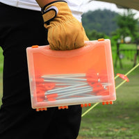 20 Pieces Tent Stake Kit with Case Flat Head Steel Tent Stakes with Puller Strong Ground Anchors for Campers, Backpackers, Camping, Beach, Backyard