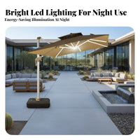 Double-Headed Cantilever Umbrella Protection Double Head Garden Umbrella Aluminum Alloy Frame Twin Canopy Solar Lighted Parasol for Homeowners, Deck