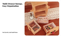 Wooden Mini Drawer Cabinet Space-Saving Cartoon Character Storage Box Desktop Drawer Organizer Great Gift Suggestion
