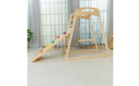 Climbing Frame with Slide Wood Indoor Jungle Gym with Slide Sturdy Wooden Climbing Structure for Children, Playroom, Home, Bedroom