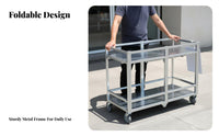 Mobile Advertising Cart Easy Assembly Foldable Vendor Stand Sturdy Rolling Market Stall for Vendors, Caterers, Night Markets, Roadside, Outdoor Events