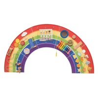 Large Rainbow Play Board Child-Centered Busy Board with Xylophone Multicolor Sensory Wall Panel Space-Saving for Toddlers, Playroom, Classroom