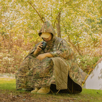 Warm Sleeping Bag Poncho Water-Resistant Hooded Sleeping Cloak Full Body Wrap Camping Poncho Quilt Insulated for Journey