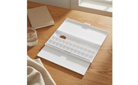 Flip Lid Trifold Paint Palette Foldable Folding Palette Case Thick Plastic Portable Watercolor Box Easy to Carry for Students, Artists, Studio