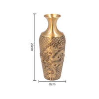 Brass Vase with Dragon Relief Textured Antique Style Brass Vase Traditional Centerpiece Vases for Dried Flowers