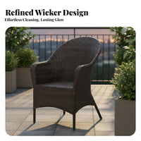 Rattan Chair and Table Set Waterproof Wicker Furniture Set with Glass Top Table Sun-Resistant Wicker Armchair for Homeowners, Garden, Hotel, Courtyard