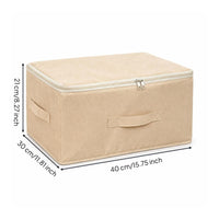 Storage Box with Zipper Lid Collapsible Textile Storage Box with Lid Closet Organizer Lidded Dustproof for Wardrobe, Bedroom