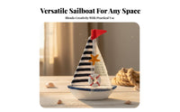 Classic Coastal Design Boat Decor Travel Souvenir Wooden Sailboat Model Nautical Details Wooden Sailboat Figurine for Living Room, Office, Party