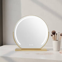 Desktop Vanity Mirror with LED Lights, Large Makeup Mirror, Press Control, Nordic