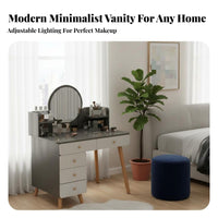 Modern Dressing Table Multi-Functional Vanity Desk with Drawers Makeup Vanity Storage Cabinet 3 Lighting Modes for Women, Home