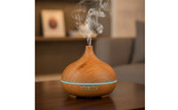 Wood-Grain Essential Oil Dispenser USB-Powered Dispenser Compact High-Frequency Humidifier with LED Light Long-Lasting for Bedroom, Office Desk