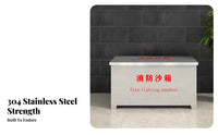 Fire Fighting Sandbox High Hardness Stainless Steel Fire Sand Bin Easy to Clean Emergency Sand Storage Box for Plants, Oil Depots, Warehouses