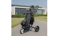 Folding Golf Push Cart with Cup Holder Portable 3 Wheel Golf Cart Long-Lasting Trolley Heavy-Duty for Golfers