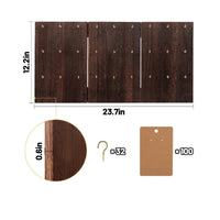 Wooden Foldable 3-Panel Pegboard Rustic Jewelry Display Stand Sturdy Earring Holder with Hooks for Boutique Owners