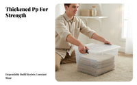 See-Through Design Wheeled Storage Box Large Capacity Clear Container with casters Thickened Construction Home Organization Portable for Homeowners, Apartment Dwellers, Playroom, Bedroom, Closet, Living Room