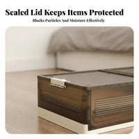 Collapsible textile container flatflat Under-Bed Box Clear Top Cover for Students