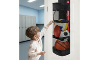 Zippered over-Door Storage Bag Oxford Material over Door Sports Gear Bag Black Hanging Sports Equipment Organizer Metal Eyelets