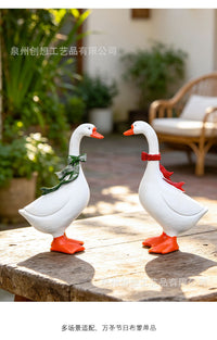 Resin Goose Christmas Decoration for Porch and Garden