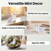 Sea Lion Desk Decor, Mini Resin Animals Ocean Animal Desk Decor, White and Lavender Miniature Figurine, Asian Inspired Desktop Decoration