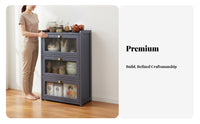 Large Capacity Freestanding Tea Cabinet Strong Load-Bearing Multi-Tier Storage Shelf Sturdy Construction Multi-Layer Sideboard Easy to Clean for Families, Homeowners, Home Chefs, Living Room, Pantry, Office