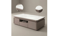 Rectangular Coffee Table Modern Coffee Table with Storage Shelf Stone-Look Furniture for Simplicity Lovers, Living Room, Beverage Area