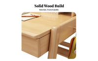 Kids Desk and Chair Set Sturdy Construction Solid Wood Student Desk Ergonomic Design Student Writing Table with Storage for Girls, Boys, Bedroom, Home